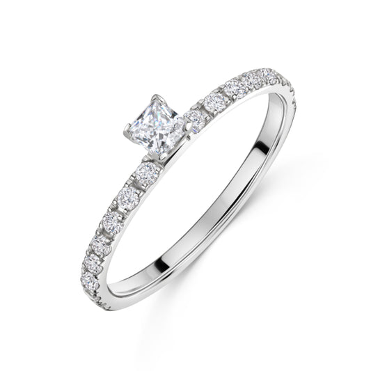 Damenring mit 17 Zirkonia Silber 925/000 rhodiniert - MeinSchmuckShop
