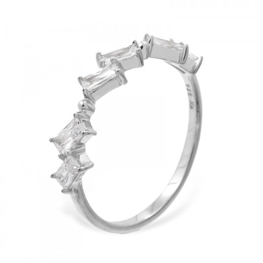 Damenring mit 6 Zirkonia in Baguetteform Silber 925/000 - MeinSchmuckShop