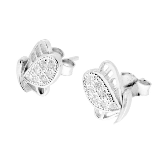 Ohrstecker Schmetterling mit Zirkonen aus 925er Silber, galvanisch rhodiniert - MeinSchmuckShop