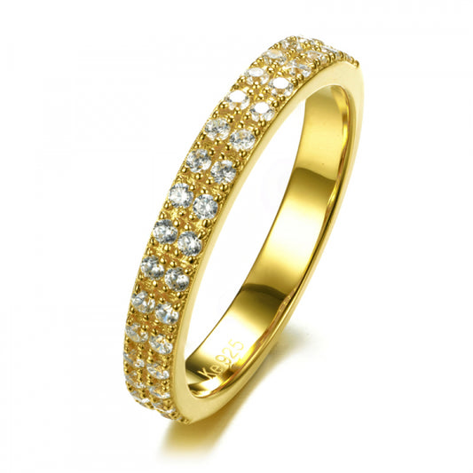 Damenring mit 34 Zirkonia Silber 925/000 vergoldet - MeinSchmuckShop
