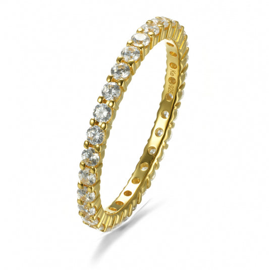 Memoryring Zirkonia Echt Silber 925/000 vergoldet