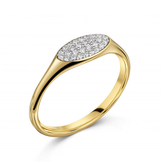 Damenring mit 28 Zirkonia Silber 925/000 vergoldet - MeinSchmuckShop