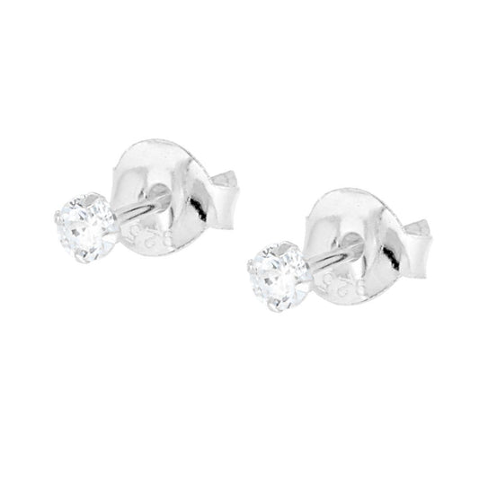 Ohrstecker Punto Luce Rund 2,5 mm mit Krappenfassung, weißer Zirkon in Silber 925 - MeinSchmuckShop