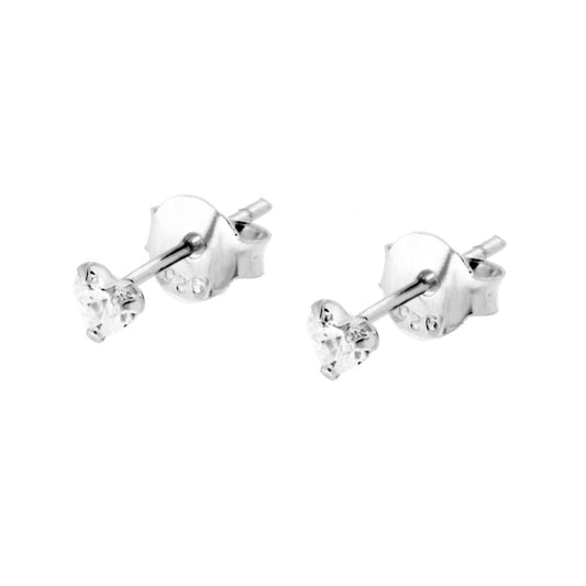 Ohrstecker Punto Luce Herz in Krappenfassung mit Zirkon aus 925er Silber - MeinSchmuckShop