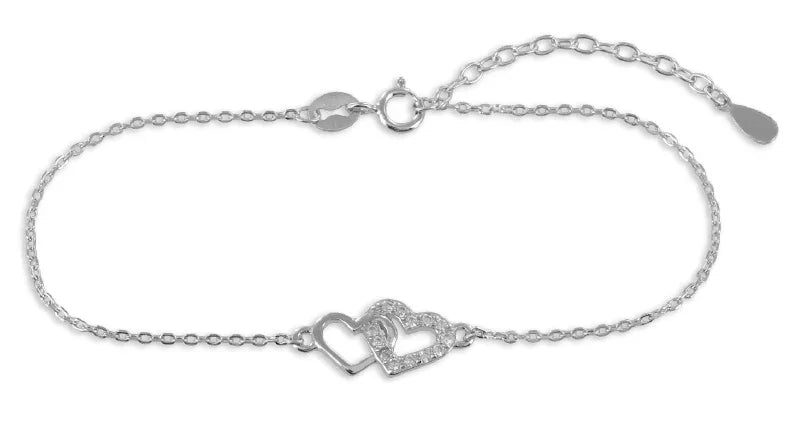Armband Herzen mit 13 Zirkonia Echt Silber 925/000 - MeinSchmuckShop