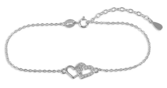 Armband Herzen mit 13 Zirkonia Echt Silber 925/000 - MeinSchmuckShop