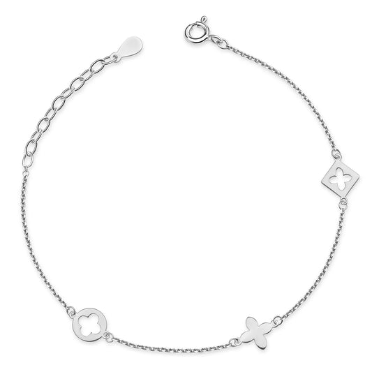 Armband mit 3 floralen Anhänger Silber 925/000 - MeinSchmuckShop