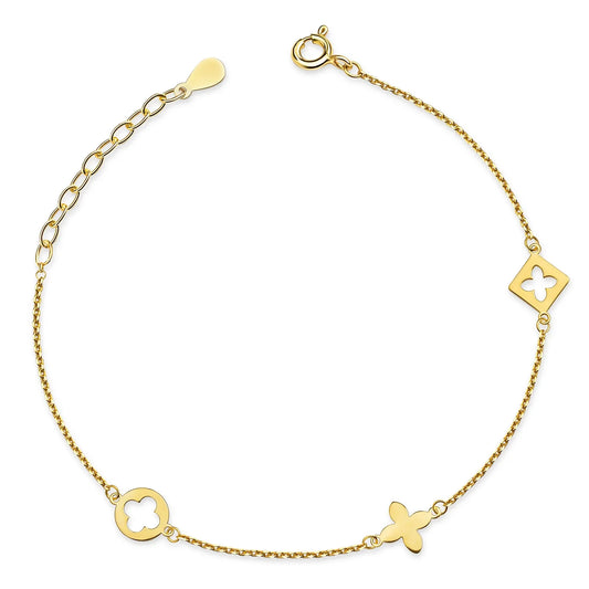 Armband mit 3 floralen Anhänger Silber 925/000 vergoldet - MeinSchmuckShop