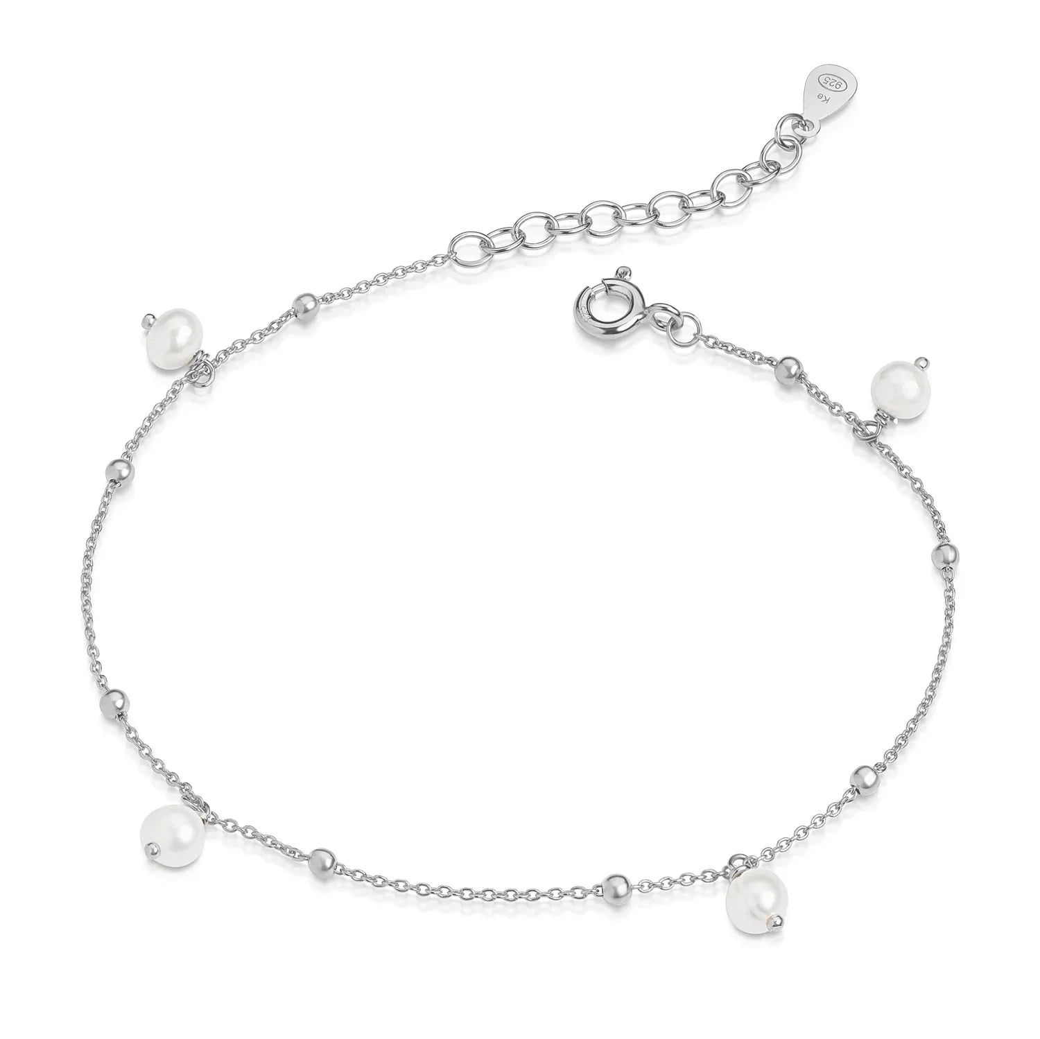 Armband mit 4 Süßwasser-Zuchtperlen 4-4,5mm Silber 925/000 rhodiniert - MeinSchmuckShop