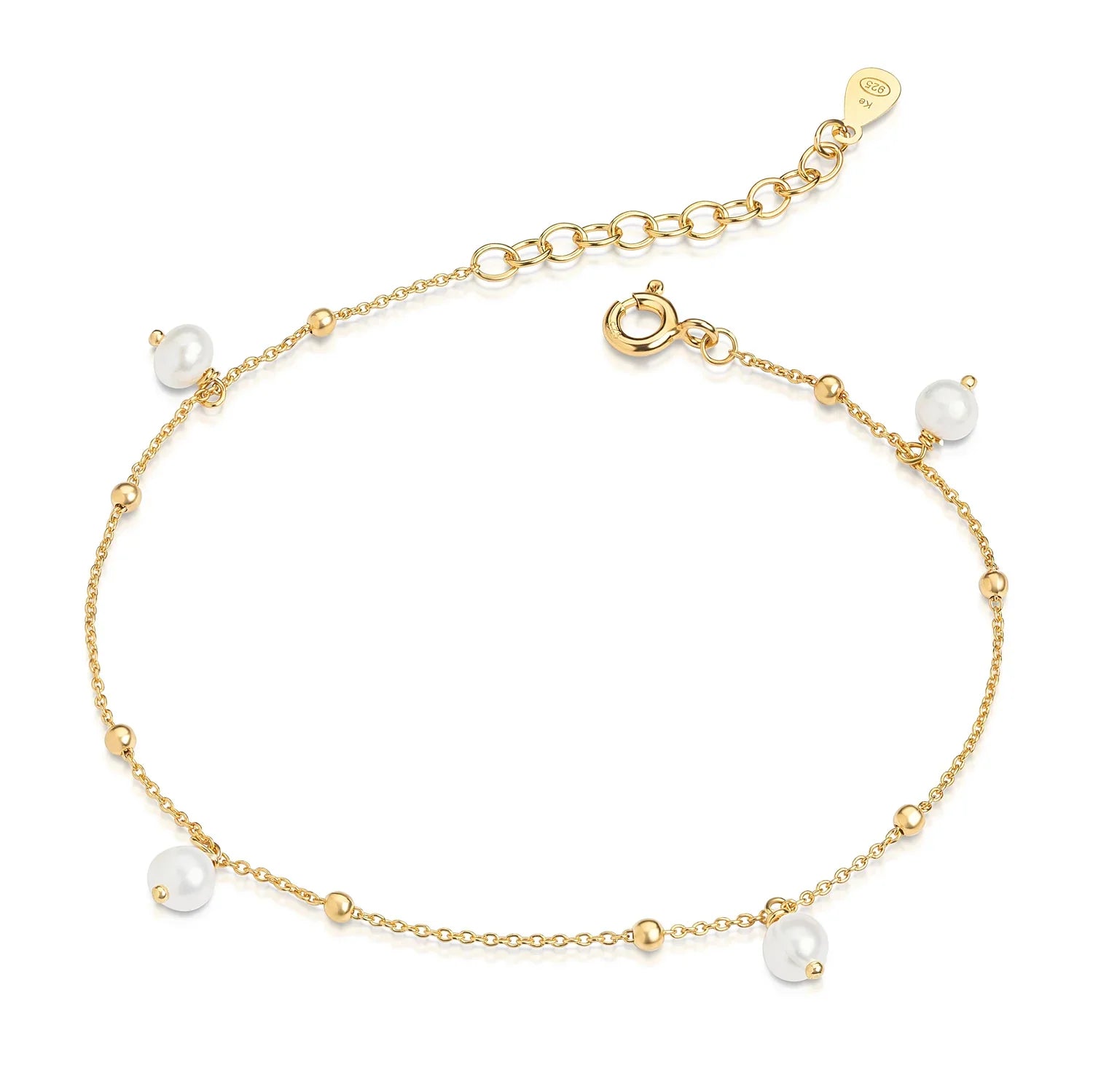 Armband mit 4 Süßwasser-Zuchtperlen 4-4,5mm Silber 925/000 vergoldet - MeinSchmuckShop