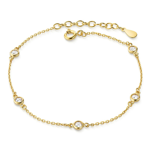 Armband mit 5 Zirkonia Silber 925/000 vergoldet - MeinSchmuckShop