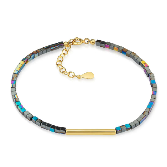 Armband aus Hämatit mit Zwischenteil Silber 925/000 vergoldet - MeinSchmuckShop