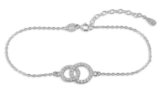 Armband Doppelkreis mit 31 Zirkonia Echt Silber 925/000 - MeinSchmuckShop