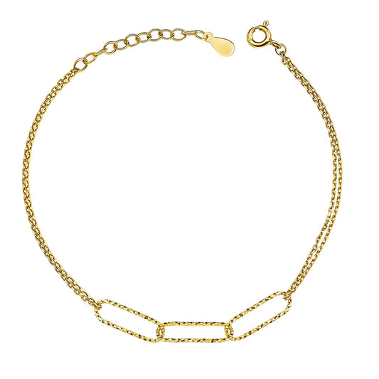 Armband 2-rhg. mit 3 weiten Gliedern Silber 925/000 vergoldet - MeinSchmuckShop