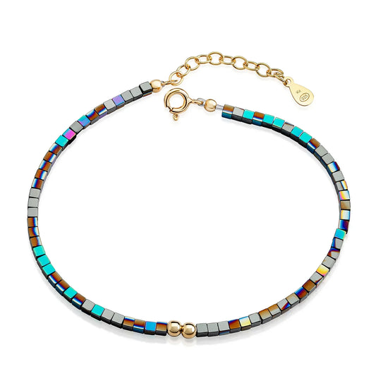 Armband aus Hämatit mit 2 Kugeln Silber 925/000 vergoldet - MeinSchmuckShop