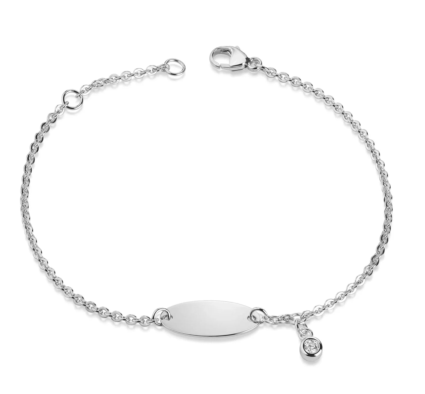 ID-Armband für Damen Oval 16x8mm und Zirkonia 3mm Silber 925/000 - MeinSchmuckShop