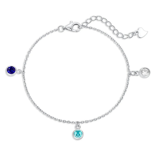 Armband mit 3 Zirkonia weiß/hellblau/blau Silber 925/000 rhodiniert - MeinSchmuckShop