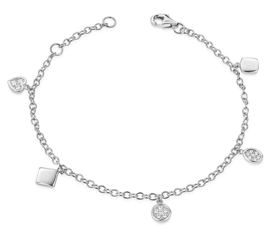 Armband mit 5 Anhängern und 16 Zirkonia Silber 925/000 - MeinSchmuckShop