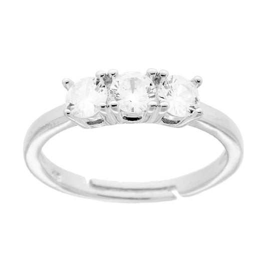 Ring-Trilogie mit weißem Cubic Zirconia, 4 mm, in Silber 925, rhodiniert - MeinSchmuckShop