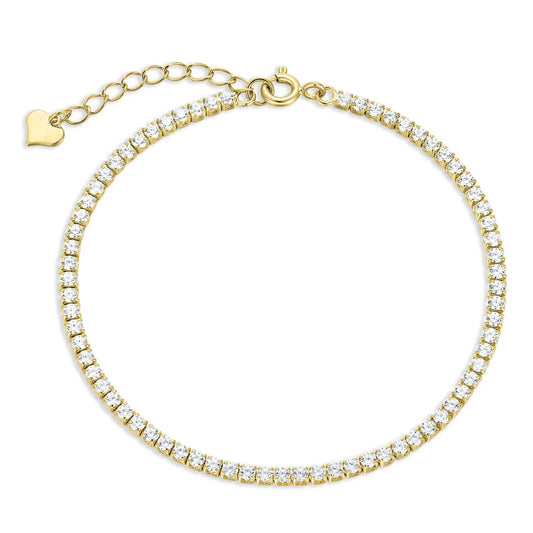 Tennisarmband mit Zirkonia 2mm breit Silber 925/000 vergoldet - MeinSchmuckShop