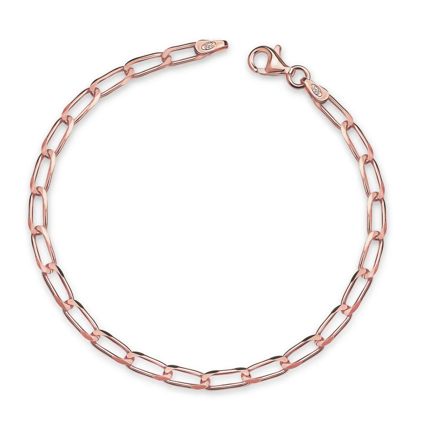 Panzerarmband weit diamantiert 3.7mm breit Silber 925/000 rosé vergoldet - MeinSchmuckShop