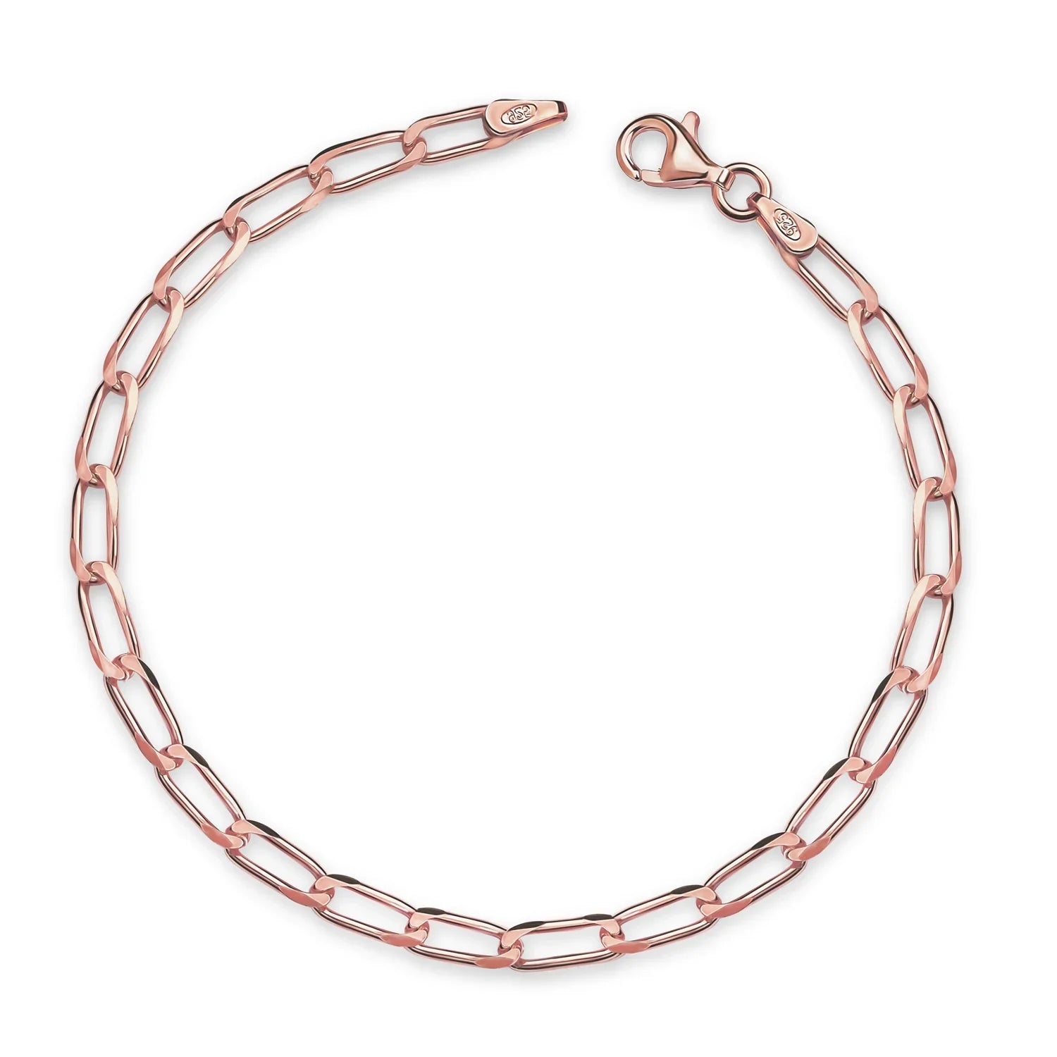 Panzerarmband weit diamantiert 3.7mm breit Silber 925/000 rosé vergoldet - MeinSchmuckShop