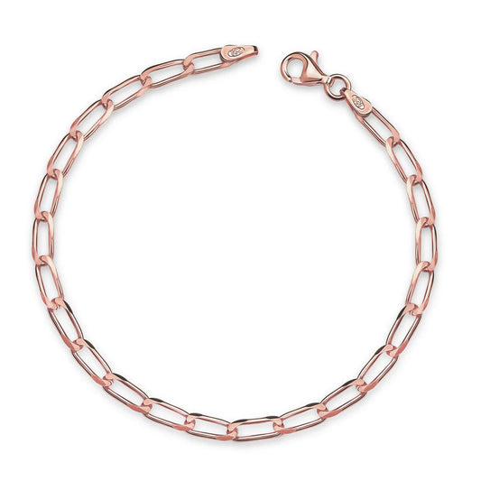 Panzerarmband weit diamantiert 3.7mm breit Silber 925/000 rosé vergoldet - MeinSchmuckShop