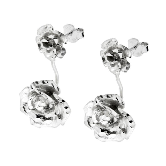 Ohrringe mit diamantierter Blume aus Silber 925, rhodiniert (galvanisch) - MeinSchmuckShop
