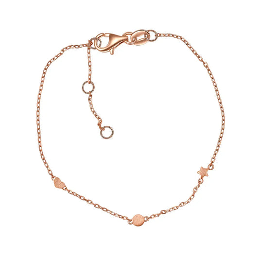Armband mit Dot-Herz-Stern 38/40/42cm Silber 925/000 rvg. - MeinSchmuckShop