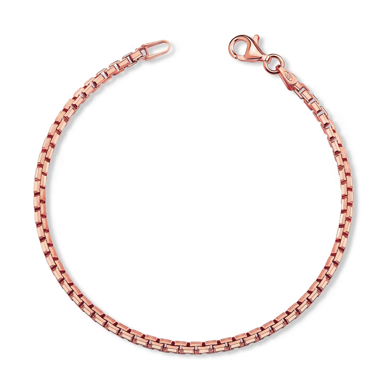 Venezianerarmband 2,5mm breit 8-seitig diamatiert Silber 925/000 rosé vergoldet - MeinSchmuckShop