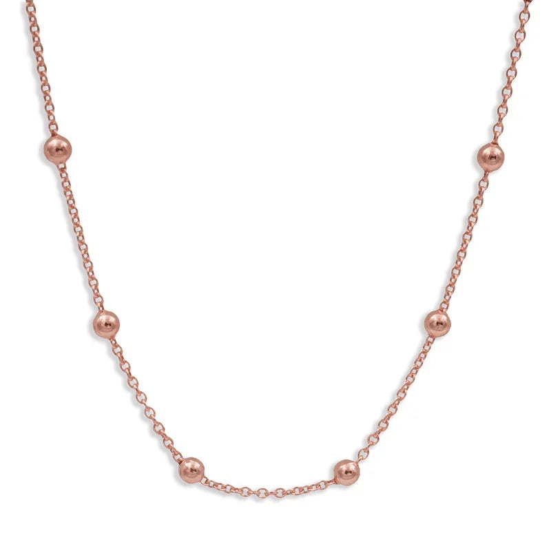 Ankerarmband mit 3mm Kugeln 17+3cm Siber 925/000 rosé vergoldet - MeinSchmuckShop