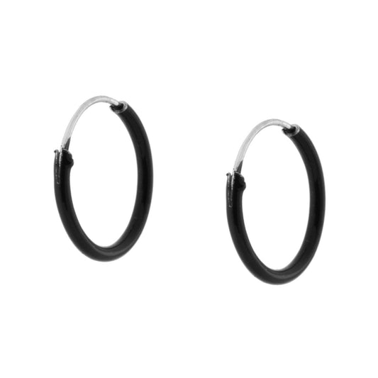 Hoop-Ohrringe mit schwarzer Emaille aus 925er Silber - MeinSchmuckShop