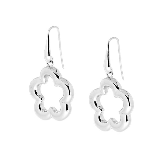 Ohrringe mit blumenförmigem Anhänger aus 925er Silber, rhodiniert - MeinSchmuckShop