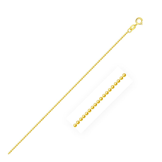 14k Yellow Gold Diamond-Cut Bead Chain (0.90 mm) - MeinSchmuckShop