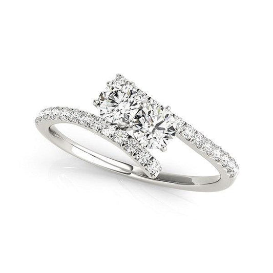 Two Stone Bypass Diamond Ring in 14k White Gold (3/4 cttw) - MeinSchmuckShop