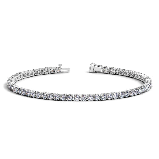 Lab Grown Round Diamond Tennis Bracelet in 14k White Gold (4 cctw F/G VS2/SI1) - MeinSchmuckShop