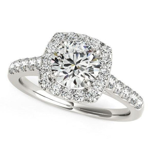 Square Shape Halo Diamond Engagement Ring in 14k White Gold (1 1/2 cttw) - MeinSchmuckShop