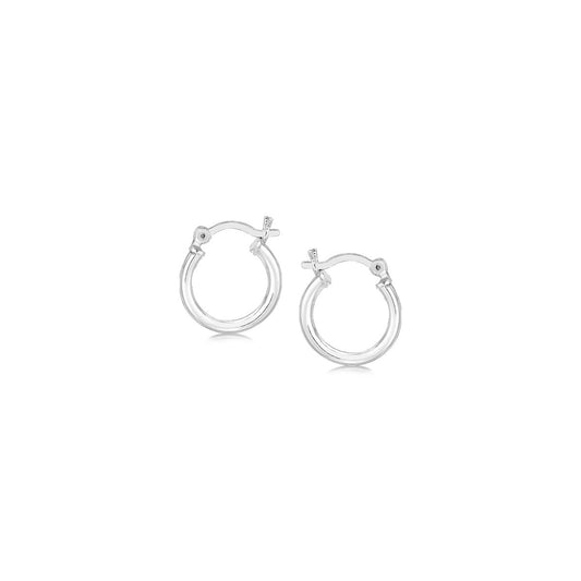 Sterling Silver Rhodium Plated Thin and Small Polished Hoop Earrings (2x10mm) - MeinSchmuckShop