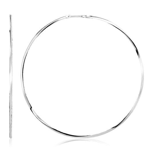 Sterling Silver Large Polished Round Hoop Earrings(70mm) - MeinSchmuckShop
