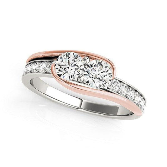 Two Stone Diamond Ring in 14k White And Rose Gold (3/4 cttw) - MeinSchmuckShop