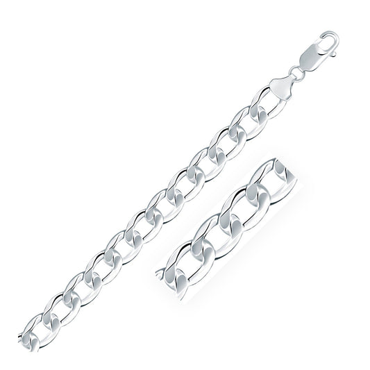 Rhodium Plated Sterling Silver Curb Style Bracelet (8.40 mm) - MeinSchmuckShop