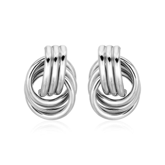 Polished Love Knot Earrings with Interlocking Rings in Sterling Silver(15mm) - MeinSchmuckShop