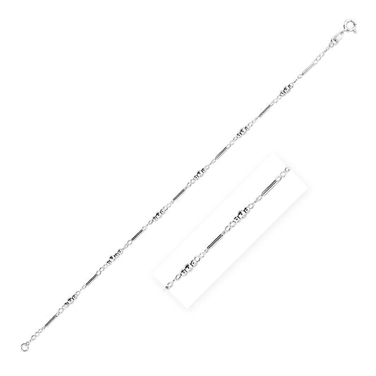 Sterling Silver Anklet with Polished Bars and Beads - MeinSchmuckShop