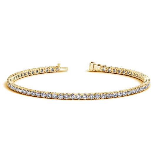 Lab Grown Round Diamond Tennis Bracelet in 14k Yellow Gold (3 cctw F/G VS2/SI1) - MeinSchmuckShop