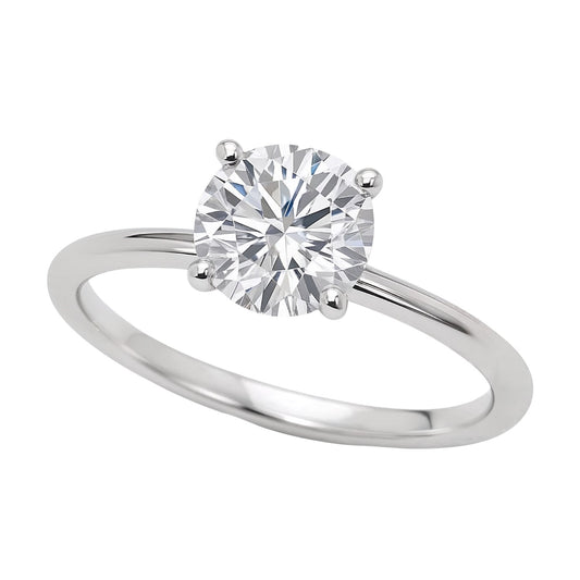 1 Carat Round Lab Grown IGI G/VS1 Diamond Solitaire Ring in Sterling Silver - MeinSchmuckShop
