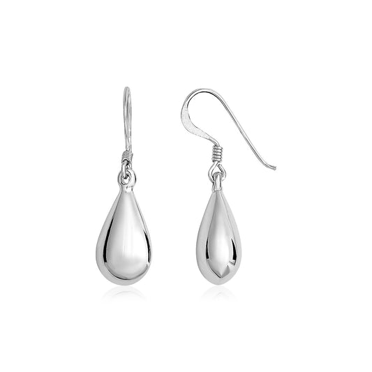 Sterling Silver Polished Puffed Teardrop Dangle Earrings - MeinSchmuckShop
