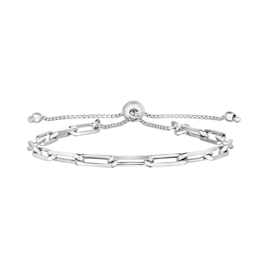 Sterling Silver Paperclip Chain Adjustable Bracelet (3.80 mm) - MeinSchmuckShop