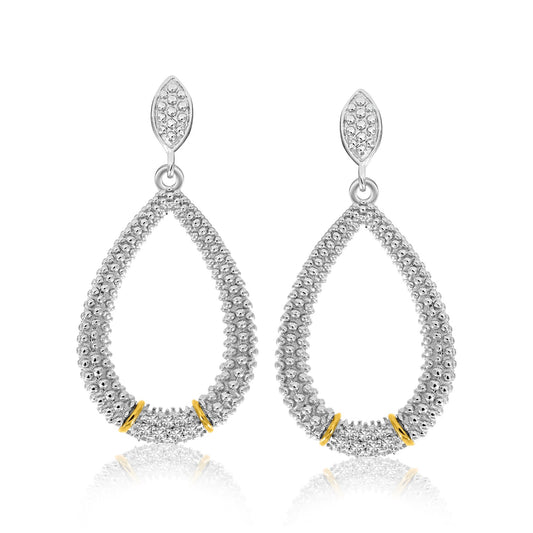 18k Yellow Gold & Sterling Silver Diamond Accented Graduated Popcorn Earrings - MeinSchmuckShop
