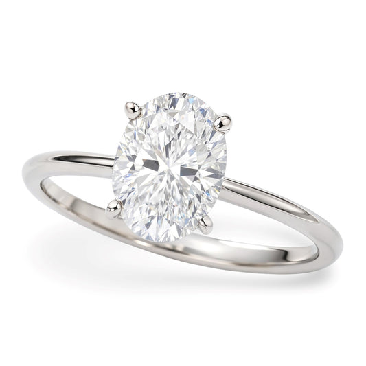 1 1/2 Carat Oval Lab Grown IGI G/VS1 Diamond Solitaire Ring in Sterling Silver - MeinSchmuckShop