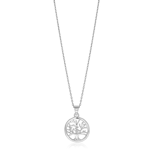 Sterling Silver inch Round Tree of Life Necklace - MeinSchmuckShop
